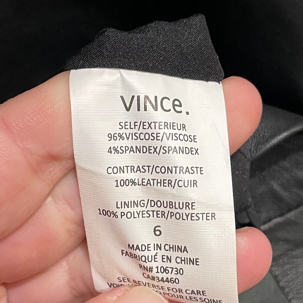 Vince Sleeveless Leather Ponte Combo Sheath Dress Black - Size: 6 - Picture 12 of 13